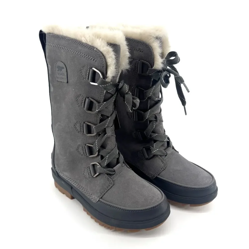 Sorel Tivoli IV Tall Waterproof Lace-Up Boots Womens 8 NEW Quarry Gray Winter